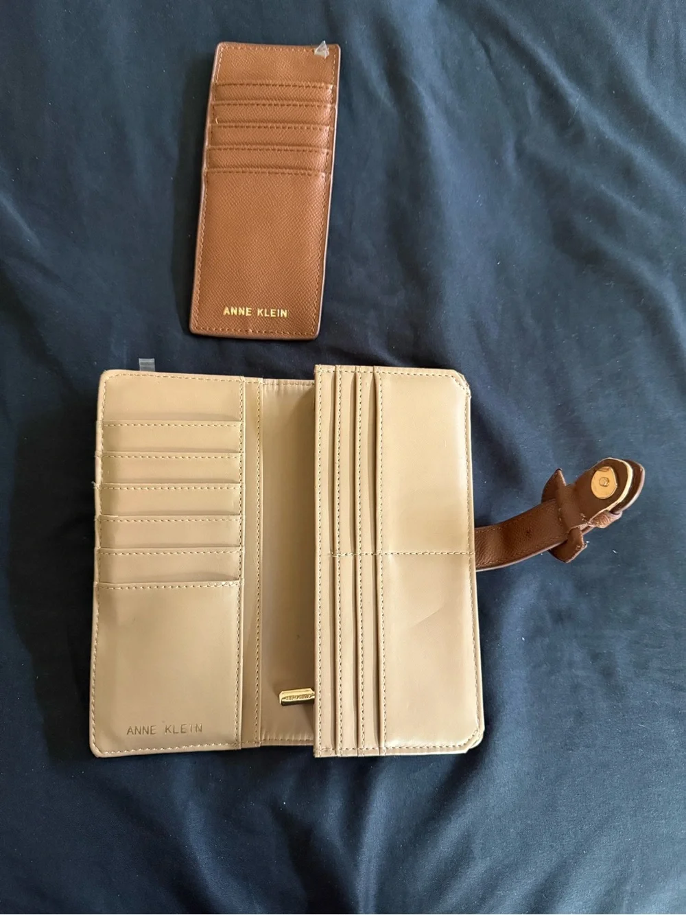 Anne Klein Brown and Cream Leather Card Set
